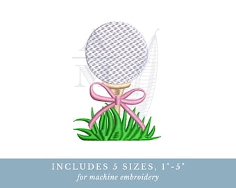 Golf Ball and Bow Embroidery Design, Golf Towel Design, Wreath Sash, Masters, Digital File, 3 Sizes Included