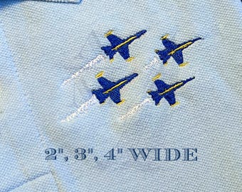 Blue angels fighter jet embroidery design | fill stitch | 2" 3" 4" | us navy military | machine embroidery digital file