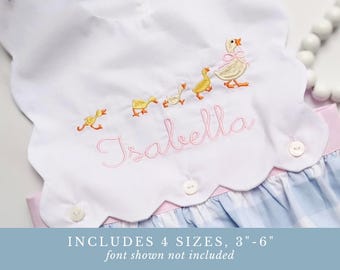 Ricamo con anatroccoli e mamma / finitura satinata / 7,6 cm (3" 4") 12,7 cm (5") 15,2 cm (6") / baby shower / file digitale per ricamo a macchina