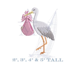 Stork baby embroidery design | 2" 3" 4" 5" | new baby shower | nursery decor | machine embroidery digital file