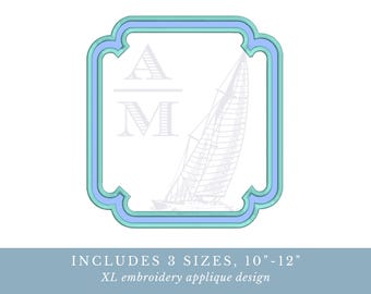 XL Applique Frame Rounded Square Monogram Frame | applique | 10"-12" | grandmillennial | machine embroidery digital file