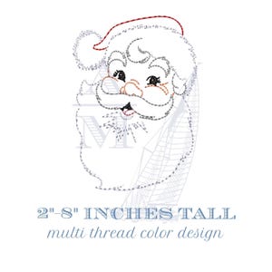 Ricamo vintage con contorno di Babbo Natale, disegno redwork multicolore con filo, ricamo natalizio a punto rapido, 7 misure