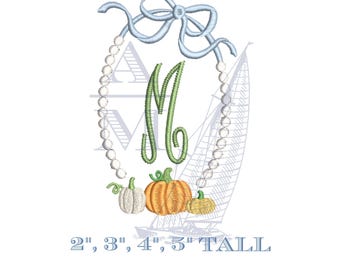 Fall Embroidery Design File, Thanksgiving Monogram Frame for Girls