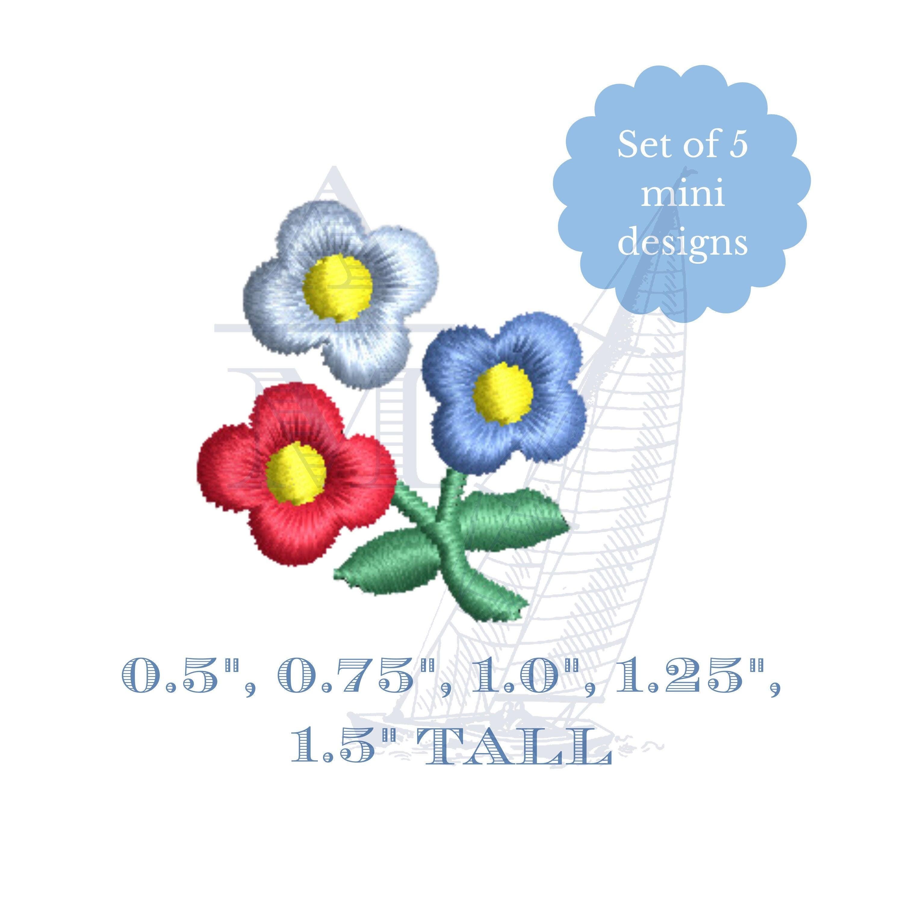 Mini Blumen Trio Stickdatei, winziges Gänseblümchen Sommer Stickmuster, 5 Größen