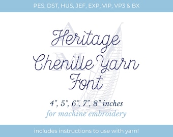 Fonte de bordado em chenille | Heritage by Annapolis Monograms | Caixa inclusa | 10–20 cm | Bordado digital à máquina