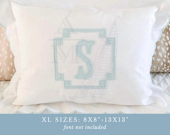 XL Greek Key Applique Embroidery Frame | Extra Large Sizes 8x8 - 13x13 | for machine embroidery | designed for home decor and pillows
