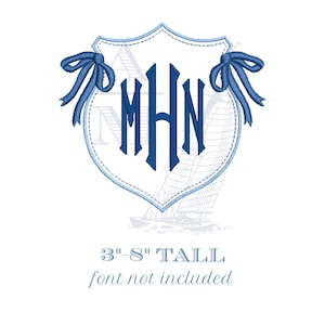 Monogram Crest Embroidery Design with Side Bows, Perfect for New Baby Banner, 3-8 inches