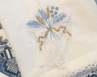Fall floral bouquet embroidery design file for fall decor, cattails, flowers for machine embroidery, 4 sizes, 1-4" tall