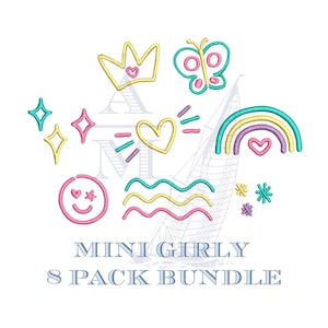 Trendy embroidery design bundle | mini hearts stars rainbow crown | 8 styles 0.5"–2" | girly machine embroidery