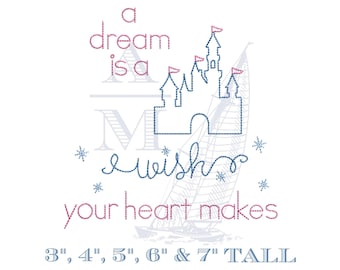 Princess castle embroidery design | cinderella bean stitch | quick stitch embroidery | 5 sizes | disney trip | digital file