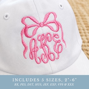Bow Monogram Frame Embroidery Design | Satin Finish | 5 Sizes, PES BX Files