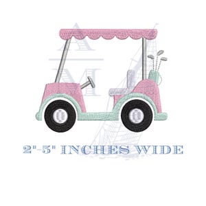 Golf Cart Embroidery Design with Clubs | 4 Sizes | Machine Embroidery Digital File | Masters Golf Tournament