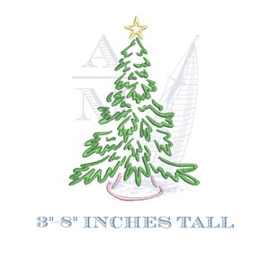 Modern christmas tree embroidery design | hand drawn star | 8 sizes 3"–8" | holiday | machine embroidery digital file