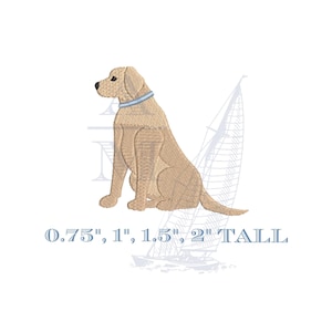 Mini lab embroidery design | labrador retriever puppy | 4 sizes 0.75"–2" | dog embroidery digital file | machine embroidery