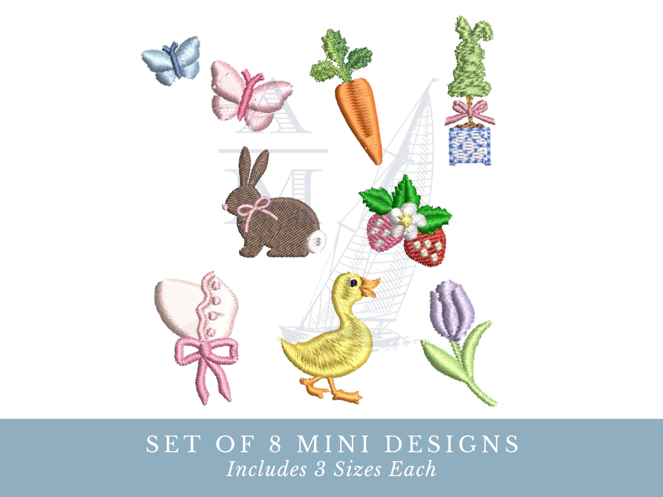 Easter Embroidery Design Bundle, Set of 8 Spring Motifs | Bunny, Duck ...