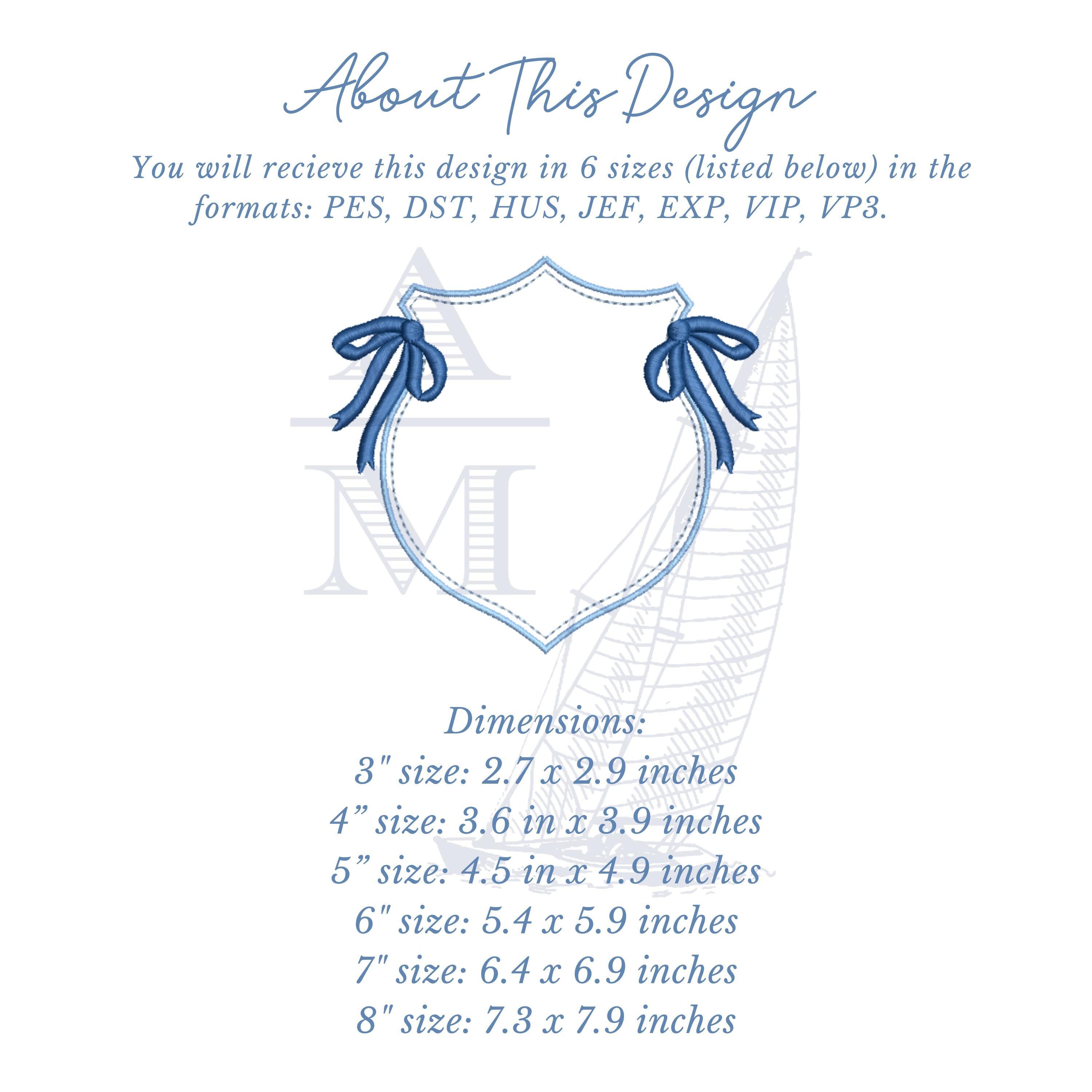 Monogram Crest Embroidery Design With Side Bows, Perfect for New Baby ...