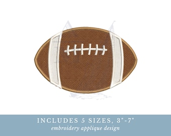 Football Applique Embroidery Design | Game Day Machine Embroidery | 5 Sizes 3-7 inches wide