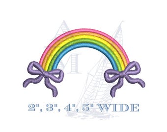 Diseño de bordado de arcoíris y lazos de 2, 3, 4 y 5 pulgadas de ancho
