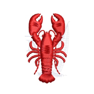 Mini Lobster Satin Finish Embroidery Design, 1&quot;, 2&quot;, 3&quot; tall