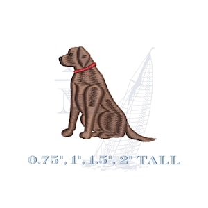 Desenho de bordado de um mini labrador | enchimento de cetim | 1,9 cm a 5 cm | labrador preto, amarelo e chocolate | arquivo digital para bordado à máquina