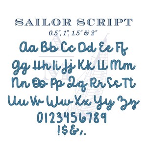 Script Satin Font for Machine Embroidery, Sailor Script by Annapolis ...