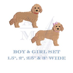 Doodle dog embroidery design set | boy & girl | 4 sizes each | goldendoodle labradoodle cockapoo | machine embroidery