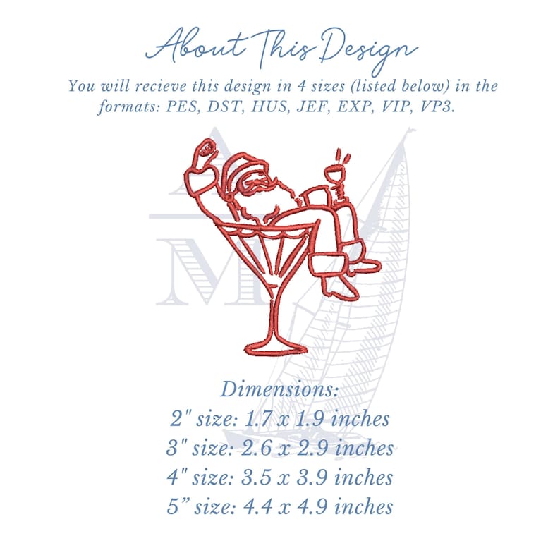 Santa Martini Embroidery Design, Christmas Cocktail Napkin, Espresso Martini, Glass image 2