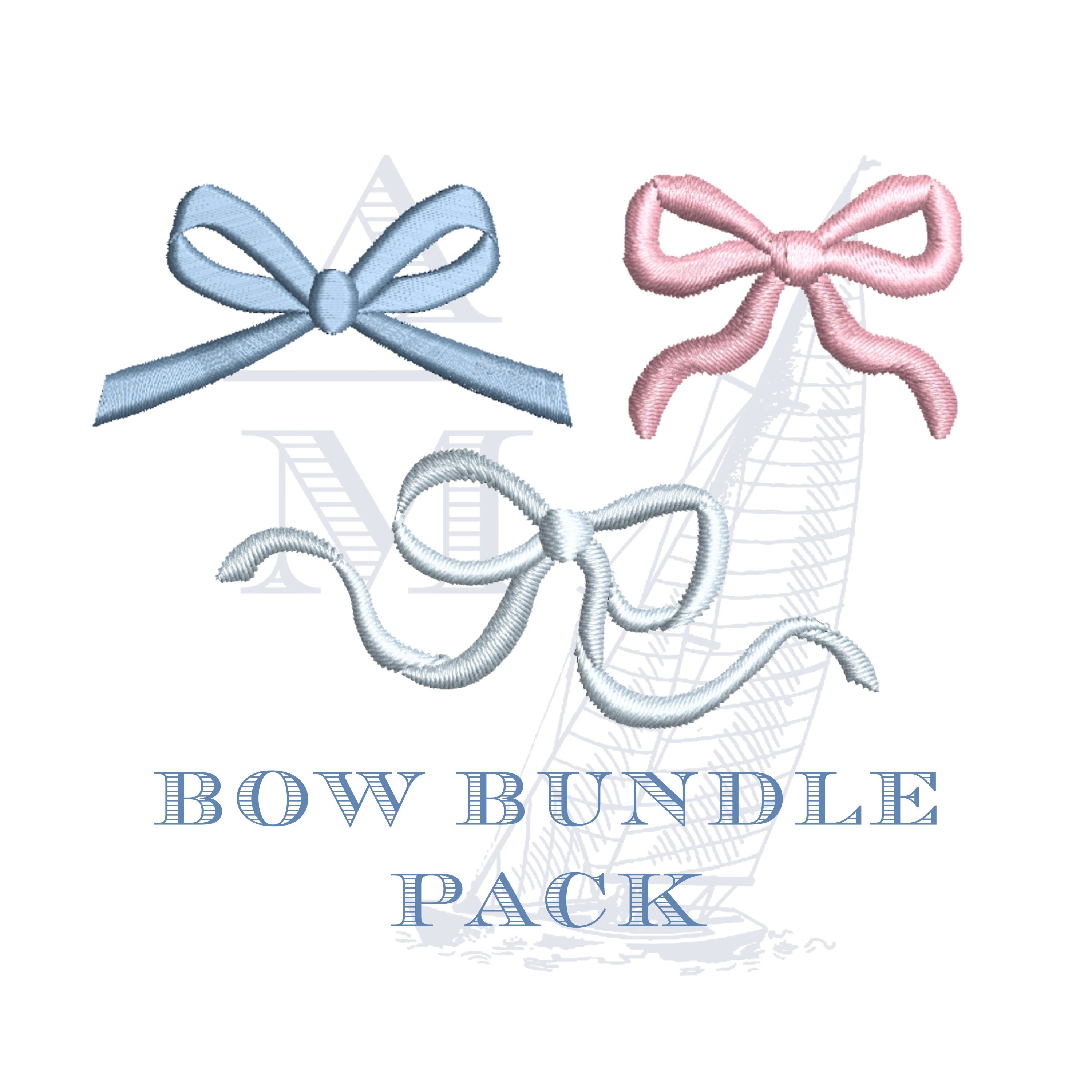 Bow Ribbon Mini Fill With Outline Machine Embroidery Design Baby Girl Cute  Preppy