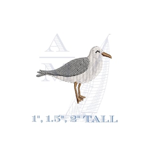 Seagull Embroidery Design, Mini Beach Nautical, 1&quot; 1.5&quot; 2&quot; Tall,  Machine Embroidery Digital File