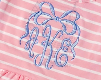 Bow Monogram Frame Embroidery Design | Satin Finish | 5 Sizes, PES BX Files