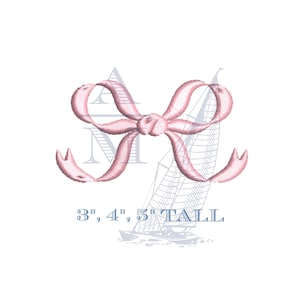 Bow Embroidery Design, 3&quot;, 4&quot;, 5&quot; Satin Finish, Machine Design File
