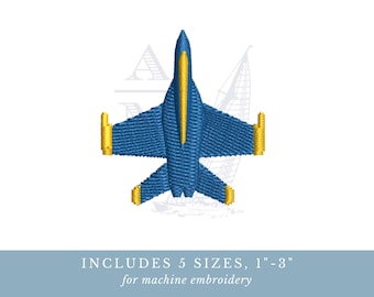 Blue Angels single fighter jet embroidery design | fill stitch | 5 Sizes | us navy military | machine embroidery digital file