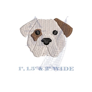 Mini Bulldog Puppy Dog Embroidery Design for Machine Embroidery, 1&quot;, 1.5&quot; & 2&quot; Tall