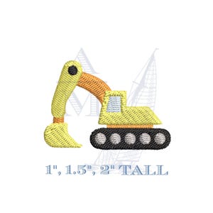 Mini excavator embroidery design | construction truck | 1" 1.5" 2" | boys girls | machine embroidery digital file