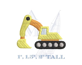 Mini excavator embroidery design | construction truck | 1" 1.5" 2" | boys girls | machine embroidery digital file