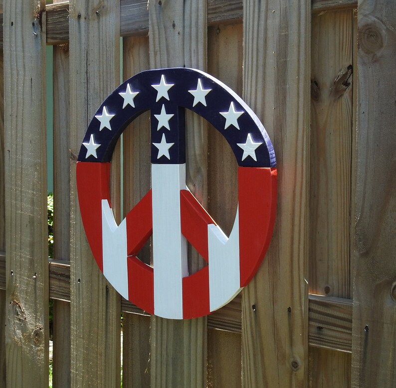 Red White and Blue Peace Sign Vertical Stars & Stripes Etsy