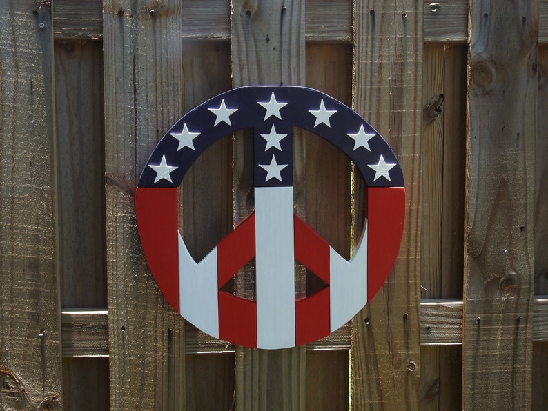 Red White and Blue Peace Sign Vertical Stars & Stripes Etsy