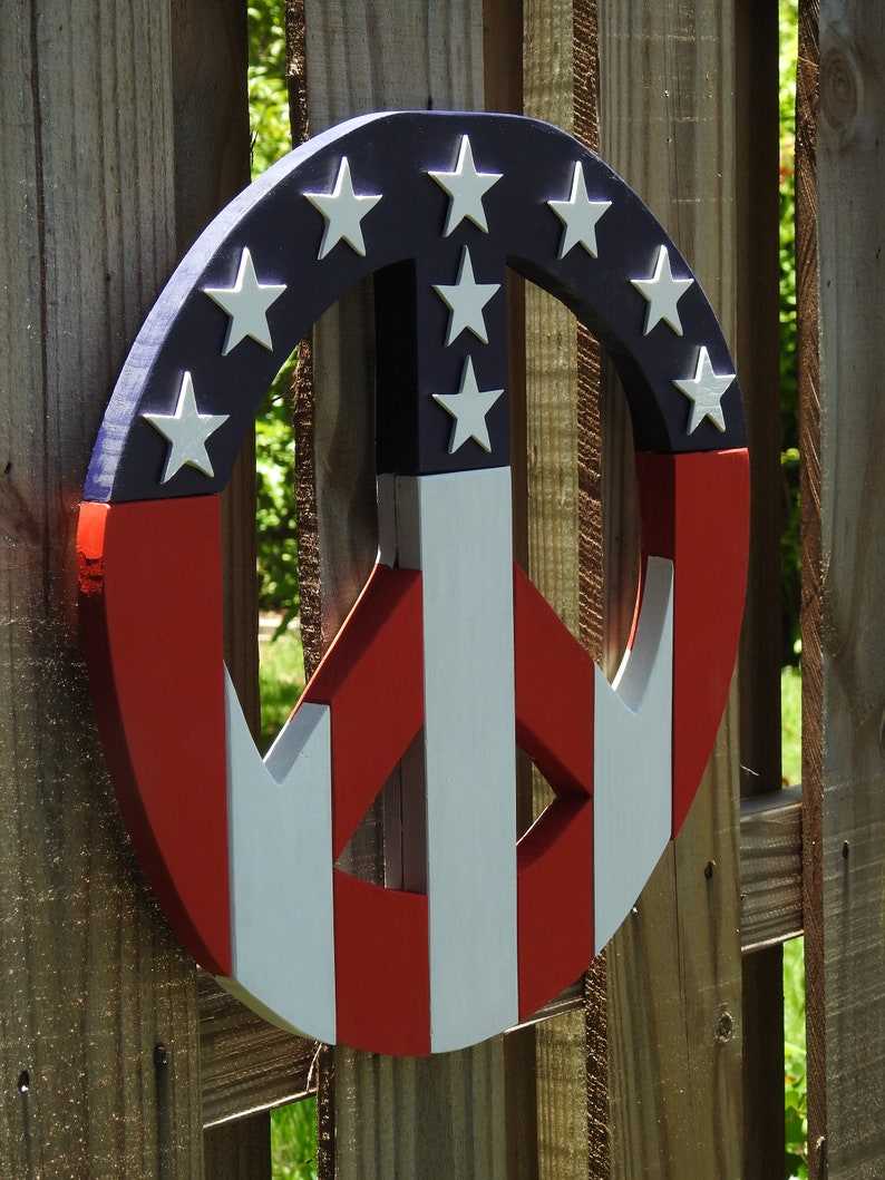 Red White and Blue Peace Sign Vertical Stars & Stripes Etsy
