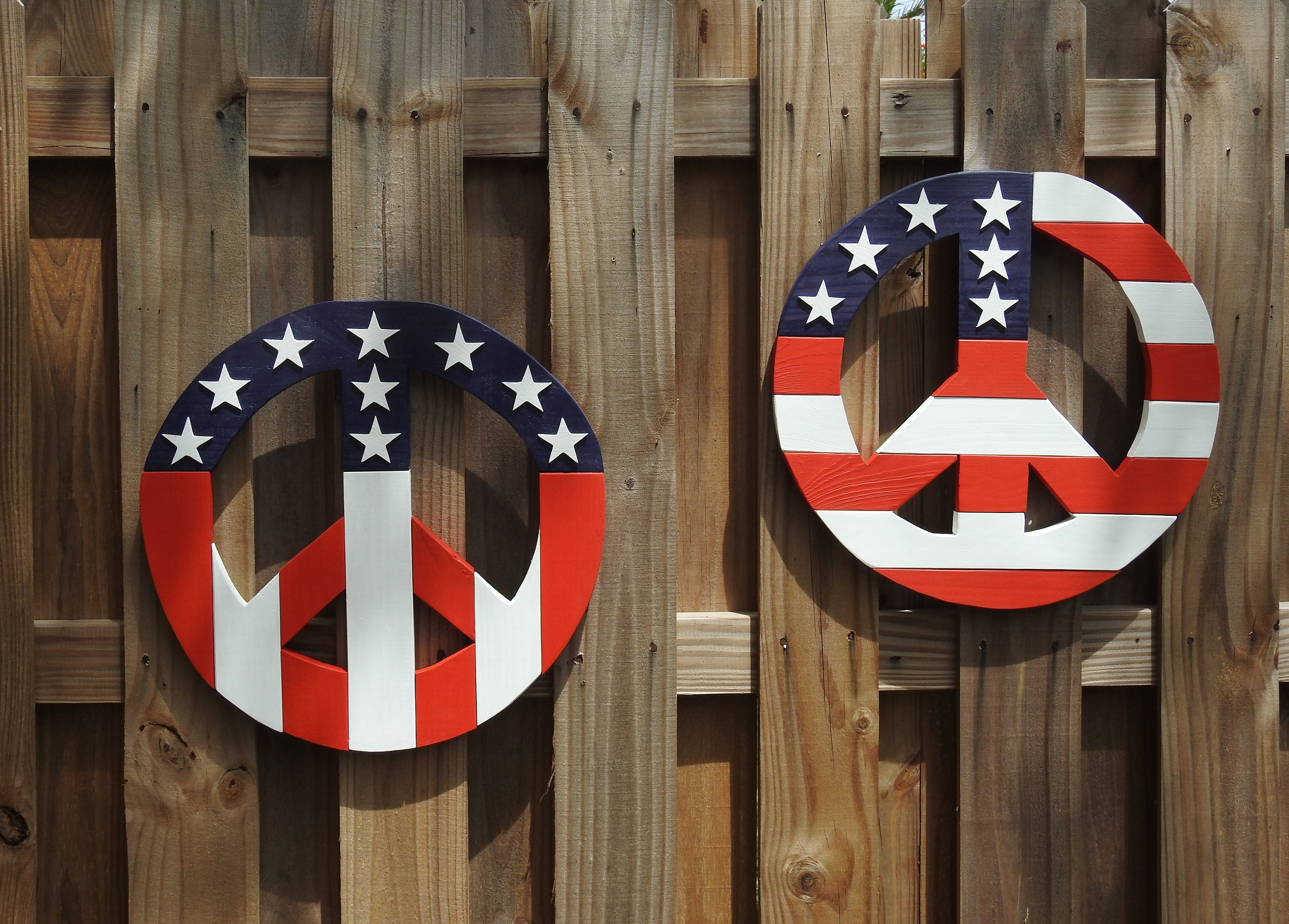 Red White and Blue Peace Sign Vertical Stars & Stripes Etsy