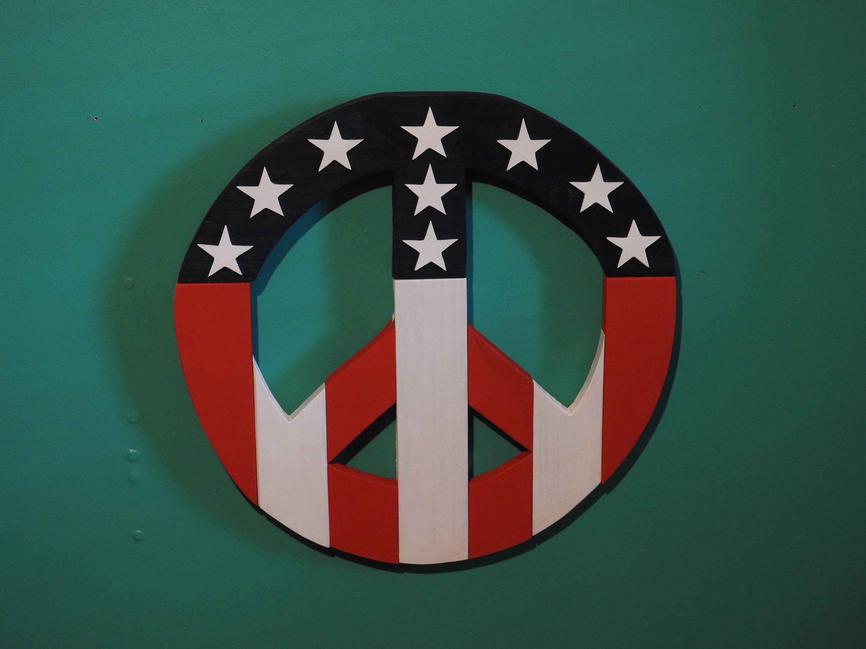 Red White and Blue Peace Sign Vertical Stars & Stripes Etsy