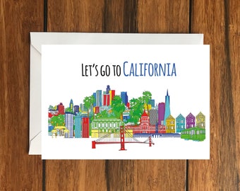 Lets go to California Greeting Holiday Card - Customisable A6