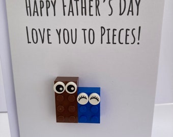 Happy Father's Day I Love You to Pieces LEGO Greeting Card - A6