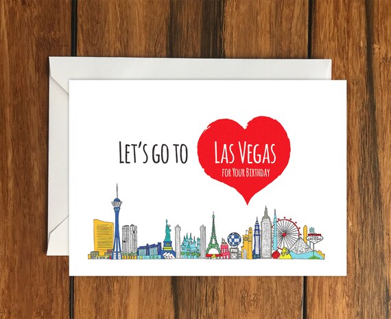 Let S Go To Las Vegas For Your Birthday Blank Greeting Etsy