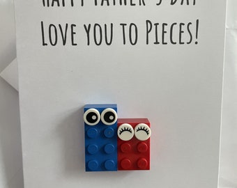 Happy Father's Day I Love You to Pieces LEGO Greeting Card - A6