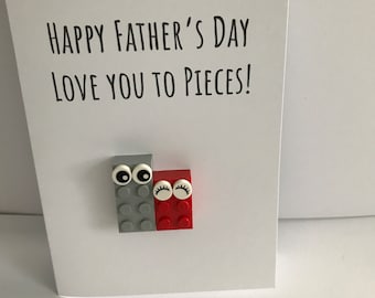 Happy Father's Day I Love You to Pieces LEGO Greeting Card - A6