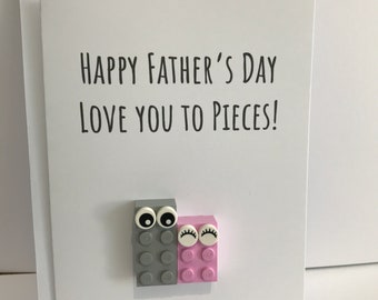 Happy Father's Day I Love You to Pieces LEGO Greeting Card - A6