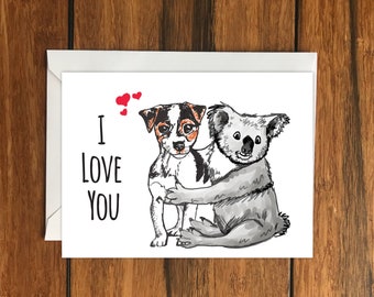 I Love You Koala Blank Original Greeting Card Size A6