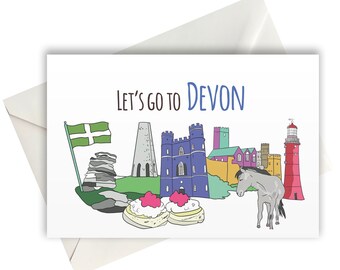 Let es Go To Devon Grußkarte A6