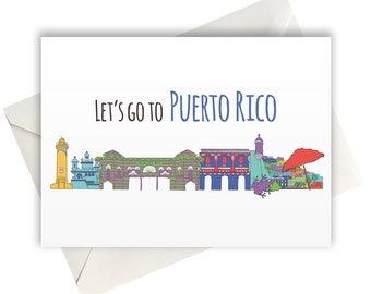 Let's Go to Puerto Rico Holiday Gift Idea greeting card A6