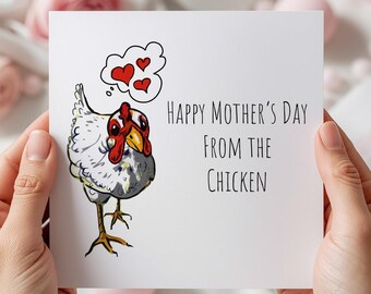 Happy Mother's Day Chicken Blank greeting card 144mm x 144mm